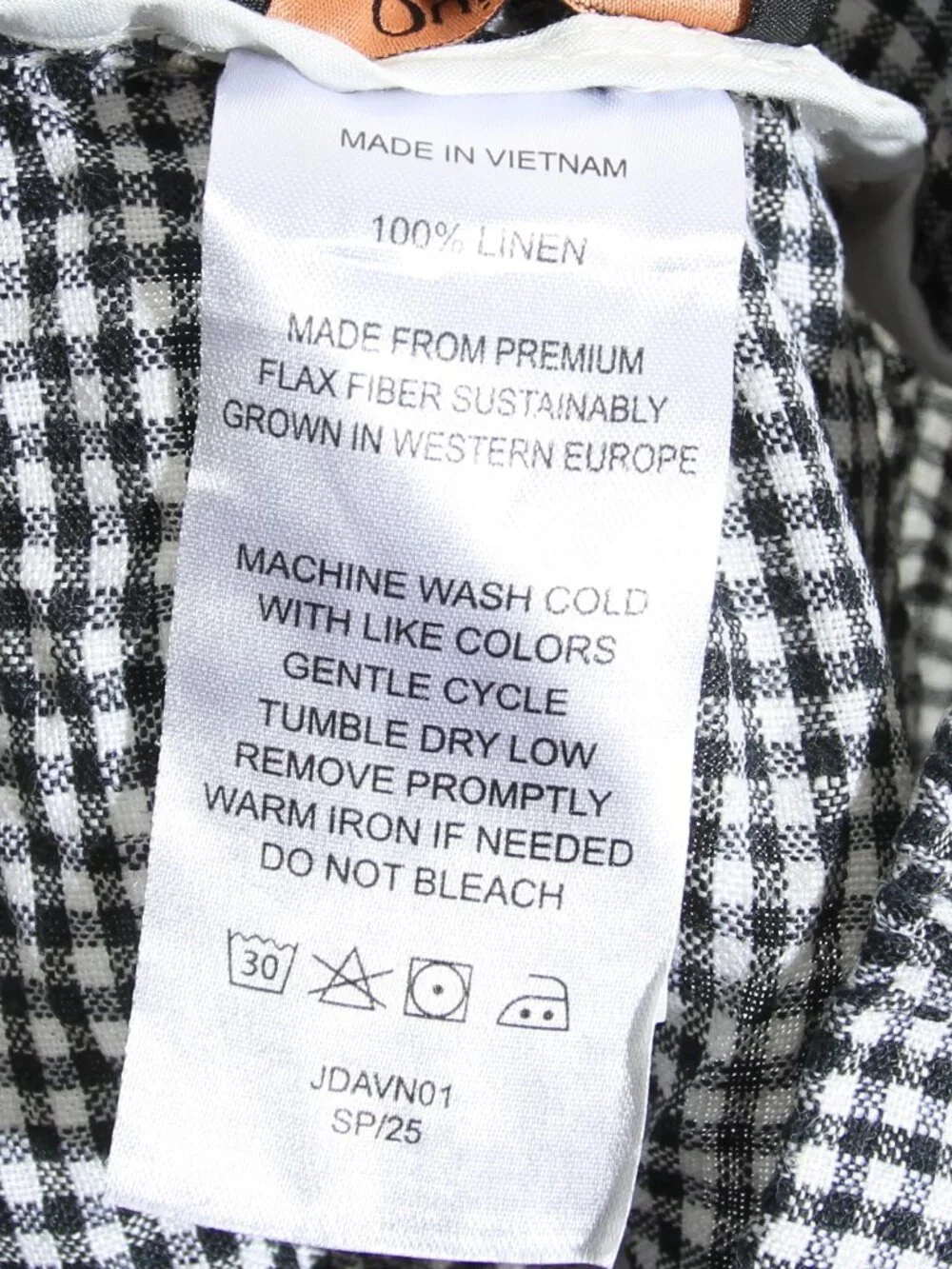 Quince 100% European Linen Pants Classic Mini Gingham Black White Pull-On Sz XL